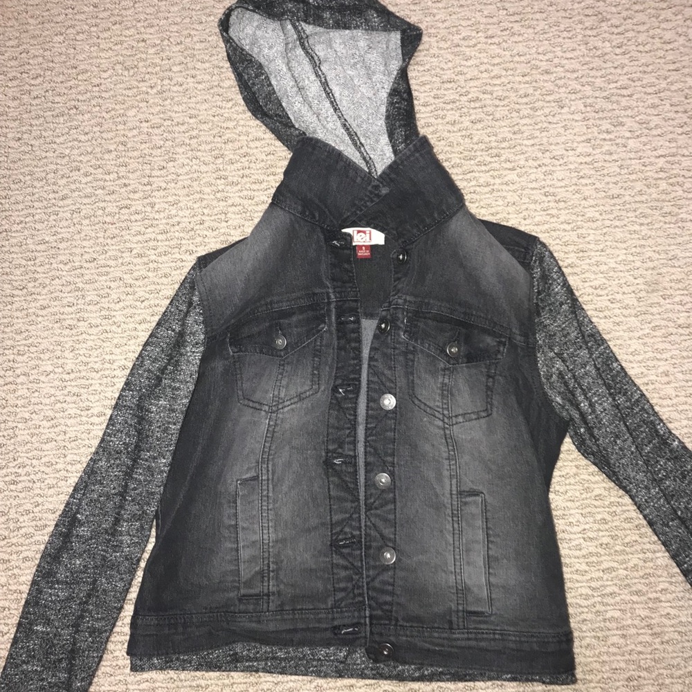 Black denim hoodie